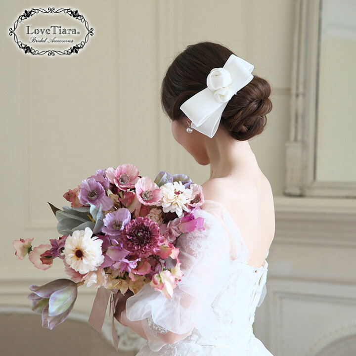 楽天市場】リボン ヘッドドレス 【ローズ】 | ボンネ ボンネット 結婚 