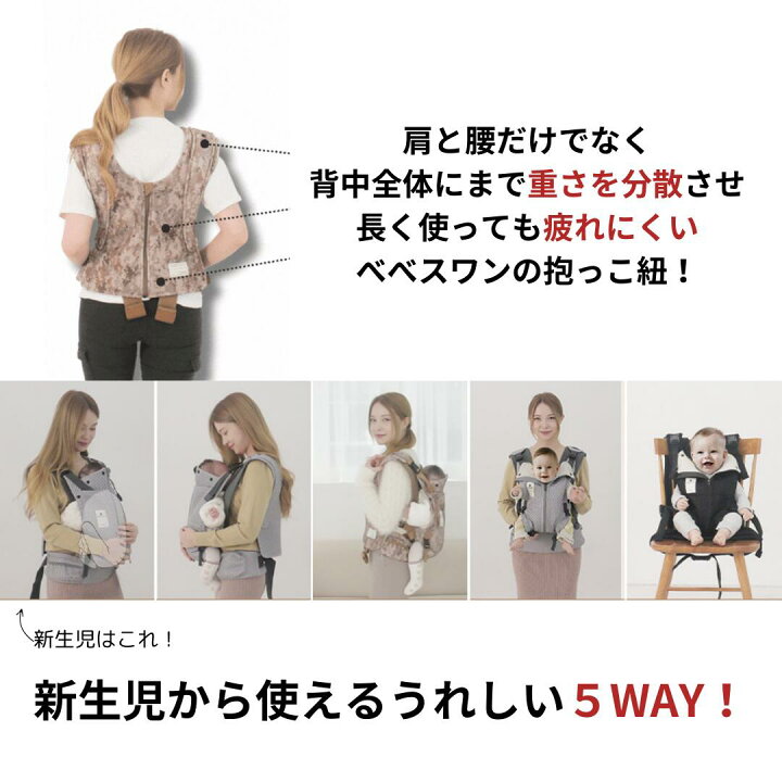 楽天市場】ベスト抱っこ紐 抱っこ紐 べべスワン おんぶ紐 BTベスト 