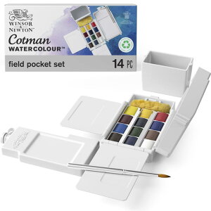Winsor & Newton ウィンザー&ニュートン 水彩絵具 コットマン ウォーターカラー フィールドポケットセット ハーフパン 12色セット 18909639