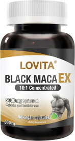 LOVITA 黒マカ100%｜1粒に原末換算5,000mg配合 10倍濃縮 ペルー産ブラックマカ ベジタブルカプセル 80粒・40日分