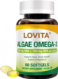 LOVITA 藻類由来 DHA オメガ3サプリ 60日分 1日1粒 DHA275mg・DPA50mg含有 ビーガン対応 植物由来ソフトジェル 無味無臭