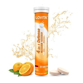 LOVITA 発泡ビタミンC 1000mg｜亜鉛・ビタミンD・セレン配合 4in1発泡サプリ ドイツ製 20錠 オレンジ風味