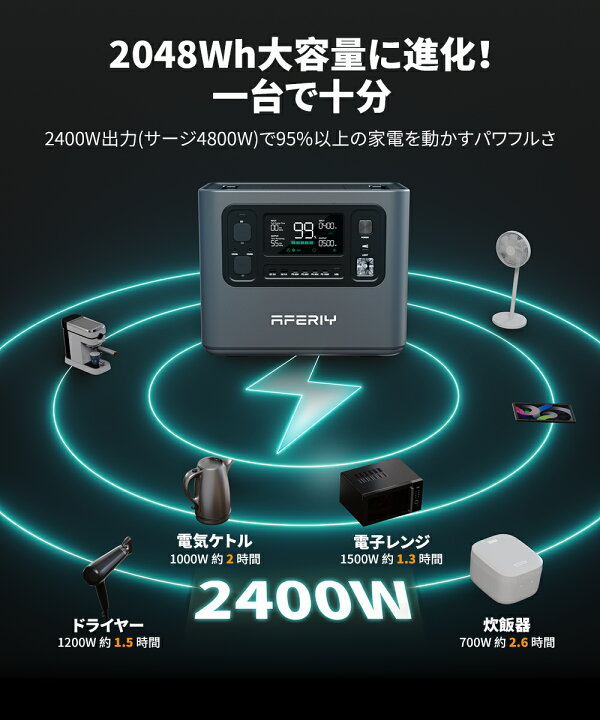 楽天市場】【防災対策・ポイント2倍】aferiy Haven2400 ポータブル電源 
