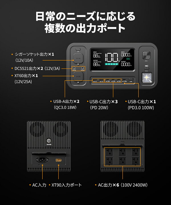 楽天市場】【防災対策・ポイント2倍】aferiy Haven2400 ポータブル電源 