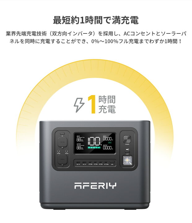 楽天市場】AFERIY ポータブル電源 ソーラーパネル セット 大容量 1200W 