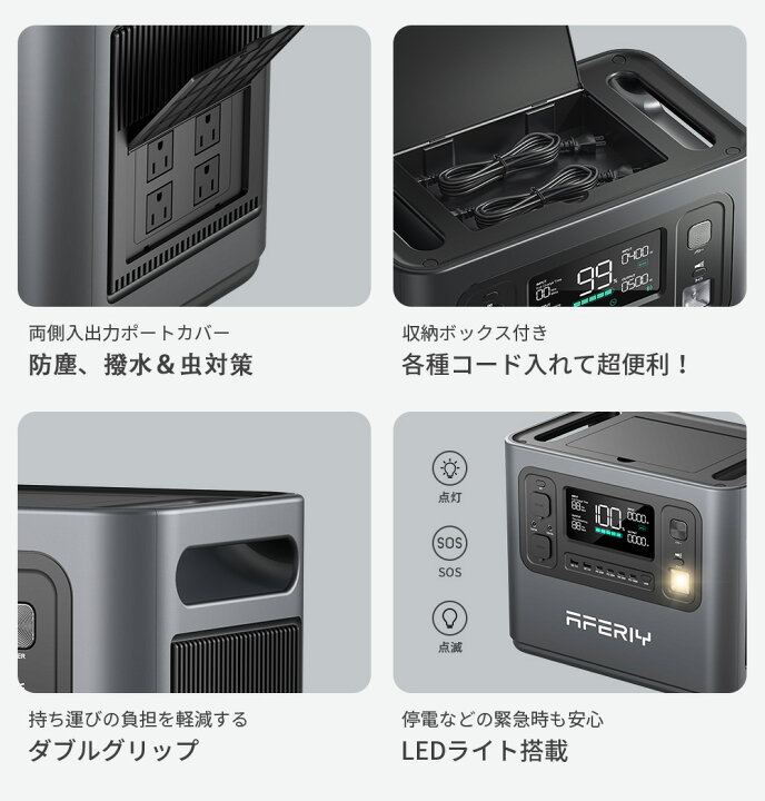 楽天市場】AFERIY ポータブル電源 ソーラーパネル セット 大容量 1200W 