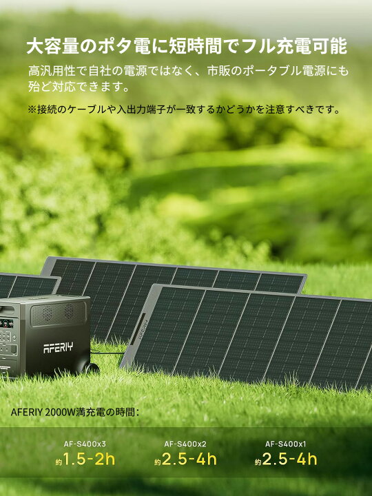 楽天市場】AFERIY ソーラーパネル 400W af-s400 折りたたみ式 ソーラー 