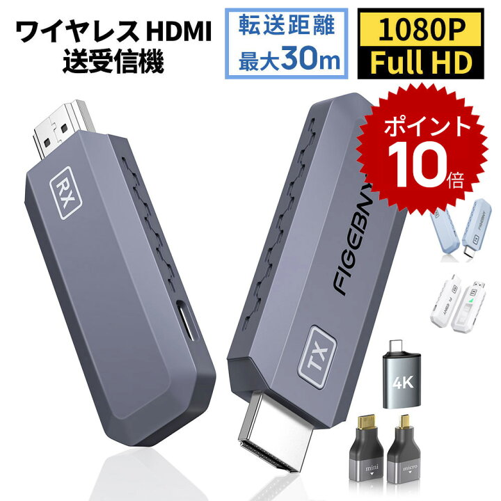 楽天市場】【ポイント10倍】figebny S6 hdmi 無線 ワイヤレス hdmi