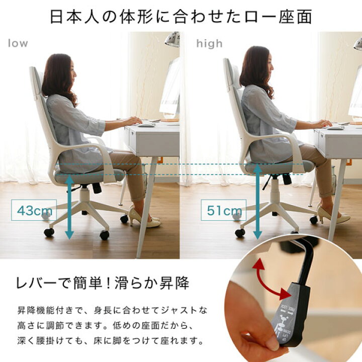 楽天市場】オフィスチェア おしゃれ ハイバック キャスター PU デスク 