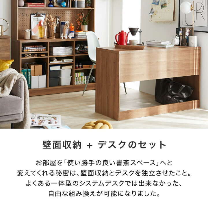 楽天市場】デスク 壁面収納 書斎 木目調 大型 パソコンデスク システム 