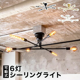 [枚数限定クーポン配布中! 6/1 0:00-6/7 9:59] シーリングライト おしゃれ 6灯 LED 照明 ライト 照明器具 天井照明 リビング 寝室 ダイニング カフェ スポットライト レールライト スチール シンプル 真鍮 ブラック ホワイト ブラス 可動式 リモコン付き LED対応