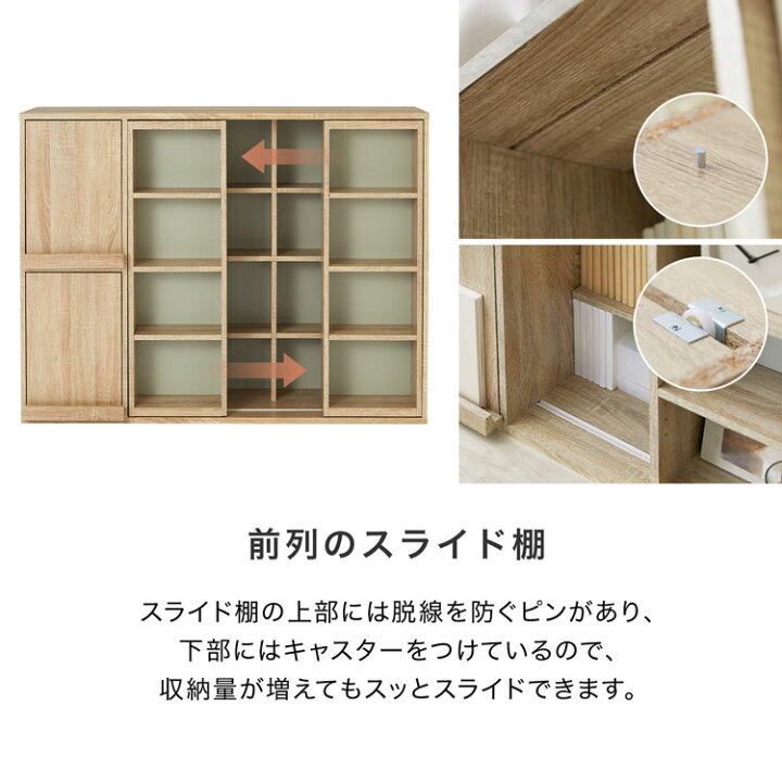 楽天市場】本棚 収納 収納棚 棚 スライド スライド棚 可動棚 扉 扉付き 
