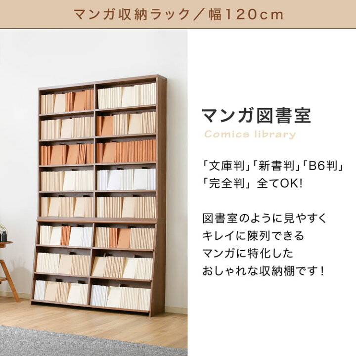 楽天市場】本棚 スリム おしゃれ 大容量 薄型 高さ121 コミック 漫画 