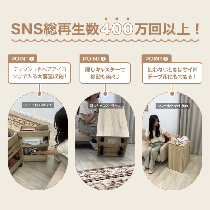楽天市場】＼SNSで話題！／ ドレッサー コンパクト コスメワゴン 収納 