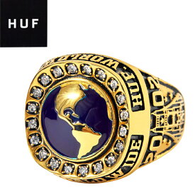 【SALE】HUF ハフ AC00693"WORLDWIDE RING"ワールドワイドリング 指輪 カレッジ チャンピオン アクセサリー ジュエリー ステンレス スケートボード SK8 ギフト プレゼント シンプル ストリート メンズ レディース ゴールド 国内正規