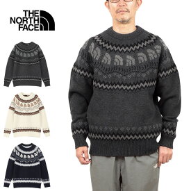 【SALE】THE NORTH FACE ザ・ノース・フェイス NT92430 HALF DOME NORDIC SWEATER ハーフドームノルディックセーター ニット クルーネック プルオーバー ローゲージ 厚手 総柄 日本製 トップス アウトドア メンズ レディース 3カラー 国内正規 2024AW 20%OFF