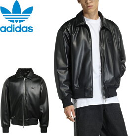 adidas Originals アディダス オリジナルス PREMIUM ESSENTIALS PLEATHER BOMBER JACKET プレミアムエッセンシャルズプレザーボンバージャケット GE138 KD2943 3ストライプス ブルゾン トレフォイル スポーツ ストリート メンズ レディース ブラック 国内正規 2026SS