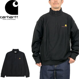 Carhartt WIP カーハート WIP I027014-23F HALF ZIP AMERICAN SCRIPT SWEATSHIRT ハーフジップ アメリカンスクリプト スウェットシャツ プルオーバー スタンドカラー 厚手 裏起毛 トップス ワーク イン プログレス メンズ レディース 2カラー 国内正規 2023AW