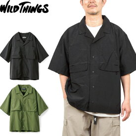 【SALE】WILD THINGS ワイルドシングス WT23008AD SUPPLEX CAMP SHIRT サプレックス キャンプ シャツ 撥水 開襟 半袖 ボックスシルエット ルーズフィット オープンカラー ナイロン トップス ストリート アウトドア メンズ レディース 2カラー 国内正規 40%OFF