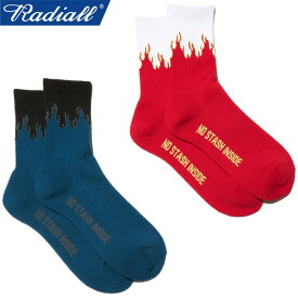 RADIALL ラディアル RAD-PAC054 BARRIS - 1PAC SOX MID バリス 1パック ソックス ミドル ロング ハイソックス アンダーウェア 下着 靴下 雑貨 フレイム柄 抗菌 日本製 ストリート ワーク アメカジ メンズ レディース 2カラー 国内正規 2023AW