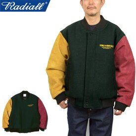 【SALE】RADIALL ラディアル RAD-22AW-JK006-01"TRUE DEAL - VARSITY JACKET"トゥルーディール バーシティージャケット スタジャン スタジアムジャンパー メルトン ホースレザー 馬革 日本製 アウター メンズ レディース 2カラー 国内正規 20%OFF