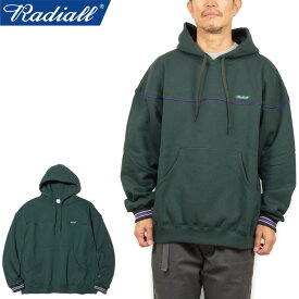 【SALE】RADIALL ラディアル RAD-22AW-CUT014 FLAGS - HOODIE SWEATSHIRT L/S フラッグス フーディー スウェットシャツ ロングスリーブ パーカー プルオーバー ロゴ ワッペン 刺繍 ビックシルエット ストリート メンズ レディース 2カラー 国内正規 20%OFF