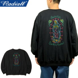 【SALE】RADIALL ラディアル RAD-23AW-CUT013 SANTA MADRE - CREW NECK SWEATSHIRT L/S サンタマドレ クルーネック スウェットシャツ ロングスリーブ トレーナー 刺繍 グアダルーペ ワーク ストリート スケート メンズ レディース ブラック 国内正規 2023AW 10%OFF