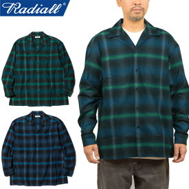 【SALE】RADIALL ラディアル RAD-23AW-SH001 BOULEVARD - OPEN COLLARED SHIRT L/S ブールバード オープンカラーシャツ ロングスリーブ フランネル 長袖 チェック 開襟 日本製 ストリート ワーク アメカジ ローライダー メンズ 2カラー 国内正規 2023AW 10%OFF