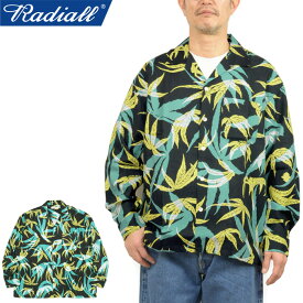 RADIALL ラディアル RAD-25SS-SH013 INTO THE FUTURE - OPEN COLLARED SHIRT L/S イントゥザフューチャーオープンカラードシャツロングスリーブ 長袖 レーヨン アロハ 総柄 西海岸 ローライダー アメカジ ワーク ストリート メンズ レディース ブラック 国内正規 2025SS