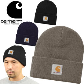 カーハートWIP Carhartt WIP I017326-23F ショート ワッチ ハット SHORT WATCH HAT ニット キャップ ビーニー スクエアロゴ ストリート ワーク イン プログレス メンズ レディース ニット帽 防寒 保温 帽子 3カラー 国内正規 2022AW