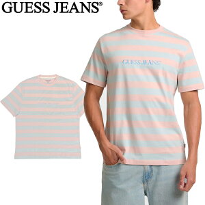 �Q�X �W�[���Y GUESS JEANS M4YI84K9XF1 �V���[�g�X���[�u ���M�����[ �X�g���C�v T�V���c SS CN REG STRIPED YD TEE �{�[�_�[ �I�[�K�j�b�N�R�b�g�� �J�W���A�� �N���V�b�N �����Y ���f�B�[�X ���j�Z�b�N