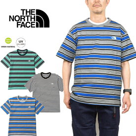 ザ・ノース・フェイス THE NORTH FACE NT32253 ショートスリーブ マルチ ボーダー ティー Tシャツ S/S MULTI BORDER TEE ヘビーウエイト オーガニックコットン アウトドア キャンプ メンズ レディース UVカット 総柄 厚手 半袖 3カラー 国内正規 2023SS 30%OFF セール