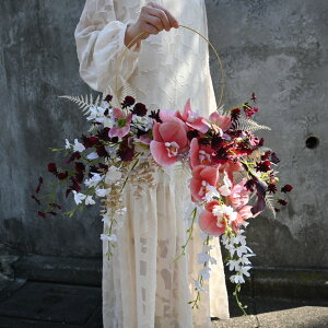 《特別価格20%OFF》胡蝶蘭の華やかリースブーケリースブーケ リースブーケ 造花ブーケ ウェディングブーケ 結婚式ブーケ ブライダルブーケ フォトウェディング 前撮り 後撮り