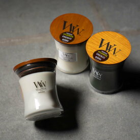 WoodWickジャーM《ウォームウール/ホワイトチーク/イブニングバンファイア》　キャンドル woodwick フレグランスキャンドル プレゼント ギフト おしゃれ 暖炉 リラックス 母の日 父の日 誕生日 インテリア