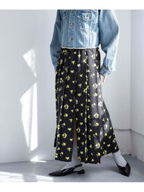 【SALE／50%OFF】ワイドプリーツスリットスカート LOWRYS FARM ローリーズファーム スカート ロング・マキシスカート グレー ブラック【RBA_E】[Rakuten Fashion]