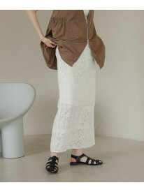 【SALE／50%OFF】パッチワークレーススカート LOWRYS FARM ローリーズファーム スカート ロング・マキシスカート ブラック ホワイト【RBA_E】[Rakuten Fashion]