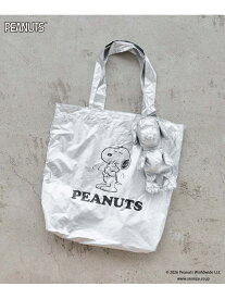 【SNOOPY】ポーチ付きエコBAG LOWRYS FARM ローリーズファーム バッグ トートバッグ ピンク ブラック[Rakuten Fashion]