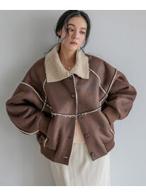 ムートンボアブルゾン LOWRYS FARM ローリーズファーム ジャケット・アウター ブルゾン・ジャンパー ブラック ブラウン【先行予約】*【送料無料】[Rakuten Fashion]