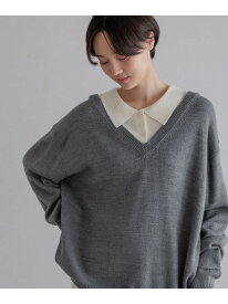 レイヤードカラーVPOLS LOWRYS FARM ローリーズファーム トップス ニット ネイビー ブラウン グレー【送料無料】[Rakuten Fashion]