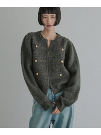 ナポレオンニットジャケット LOWRYS FARM ローリーズファーム ジャケット・アウター ノーカラージャケット グレー ブラウン ホワイト【先行予約】*【送料無料】[Rakuten Fashion]