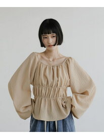オフショルシャーリングブラウス LOWRYS FARM ローリーズファーム トップス シャツ・ブラウス ベージュ グレー ブルー【送料無料】[Rakuten Fashion]