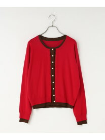 【SALE／63%OFF】ハイショククルーカーディガン LOWRYS FARM ローリーズファーム トップス ニット レッド ブラック ブラウン【RBA_E】[Rakuten Fashion]