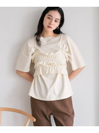 【SALE／50%OFF】フリルビスチェセットTEE LOWRYS FARM ローリーズファーム トップス カットソー・Tシャツ ネイビー ホワイト ブラウン【RBA_E】[Rakuten Fashion]
