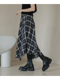 【SALE／20%OFF】オンブレチェックイレヘムスカート LOWRYS FARM ローリーズファーム スカート ロング・マキシスカート レッド グレー【RBA_E】【送料無料】[Rakuten Fashion]