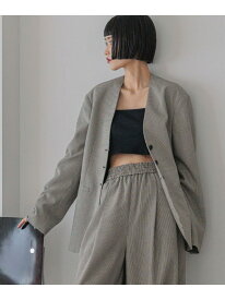 【SALE／60%OFF】TRノーカラージャケット LOWRYS FARM ローリーズファーム ジャケット・アウター ノーカラージャケット ブラウン グレー【RBA_E】[Rakuten Fashion]