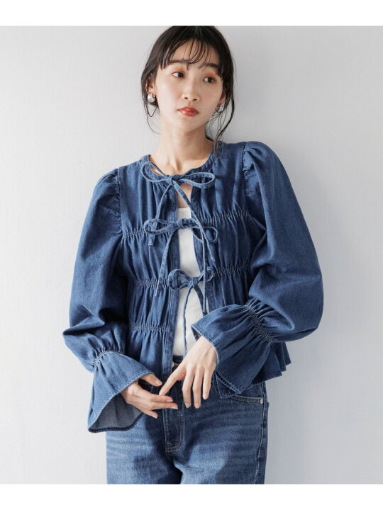 楽天市場】【SALE／50%OFF】デニムシャーリングブラウスロングスリーブ