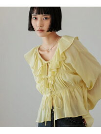 【SALE／20%OFF】ヨウリュウシャーリングフリルブラウス LOWRYS FARM ローリーズファーム トップス シャツ・ブラウス イエロー ブルー グレー ホワイト【RBA_E】【送料無料】[Rakuten Fashion]