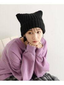【SALE／10%OFF】ネコミミワッチ LOWRYS FARM ローリーズファーム 帽子 ニット帽・ビーニー ブラック グレー【RBA_E】[Rakuten Fashion]