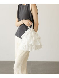 フリルキンチャクBAG LOWRYS FARM ローリーズファーム バッグ ハンドバッグ ホワイト ブラック【送料無料】[Rakuten Fashion]