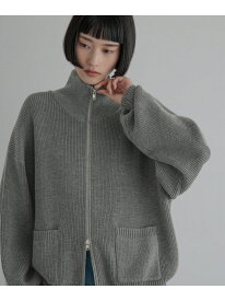 HIGZIPニットカーディガン LOWRYS FARM ローリーズファーム トップス ニット ベージュ グレー ネイビー ブルー【先行予約】*【送料無料】[Rakuten Fashion]